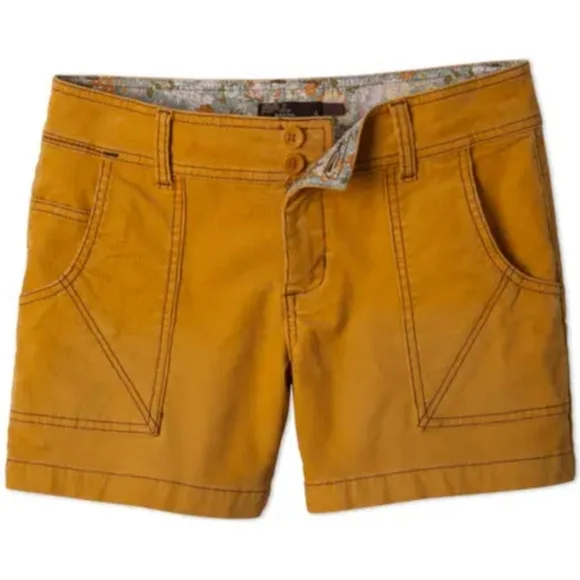 prAna Suki Corduroy Mustard Gold Shorts Low Rise Bottoms Fall Women's Sz 6 NWT - Picture 1 of 13